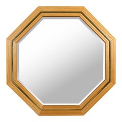 Mid Century Faux Bamboo and Brass Octagonal Mirror