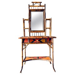 Mid-Century Faux Bamboo And Rattan Dressing Table
