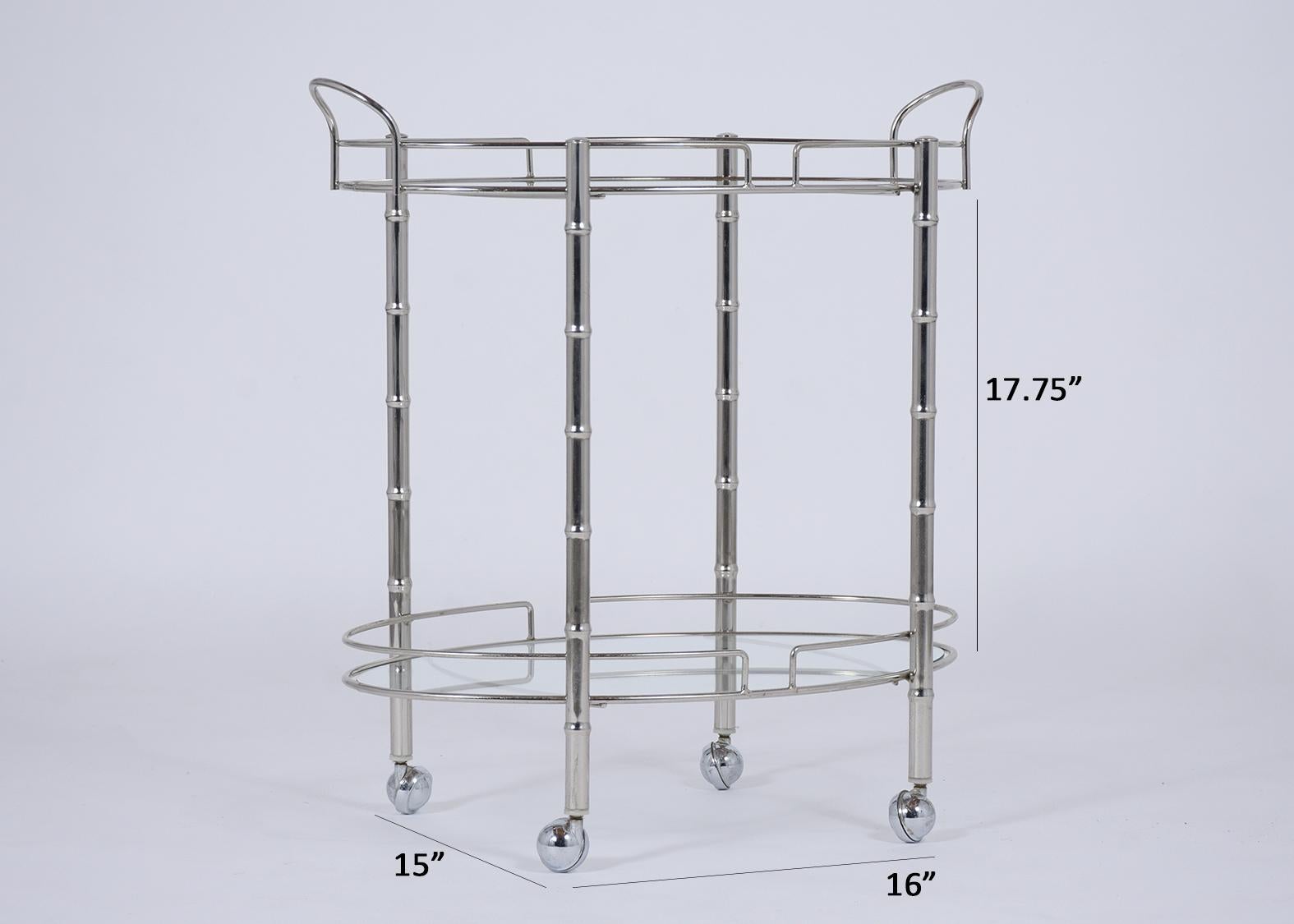 Late 20th Century Mid-Century Modern Two Tier Bar Cart