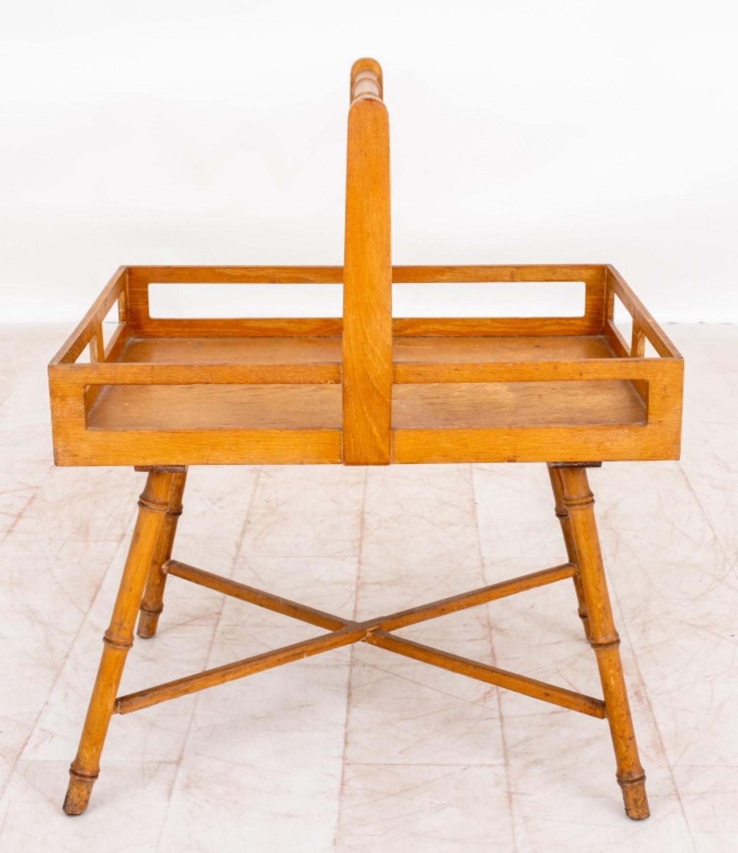 Mid-Century Faux Bamboo Basket Table For Sale 2