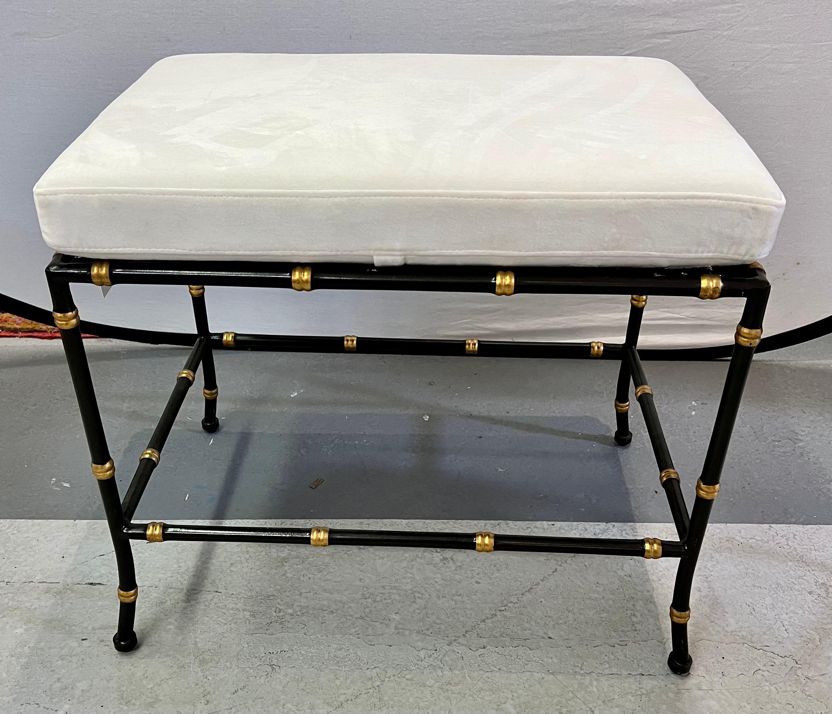 Elegant and tres chic pair of matching faux bamboo multi-purpose stools.
Handpainted in black and gold. Great with almost any aesthetic.
Why not own the best?.