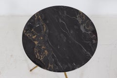 Mid Century Faux Bamboo Brass & Marble Side Table