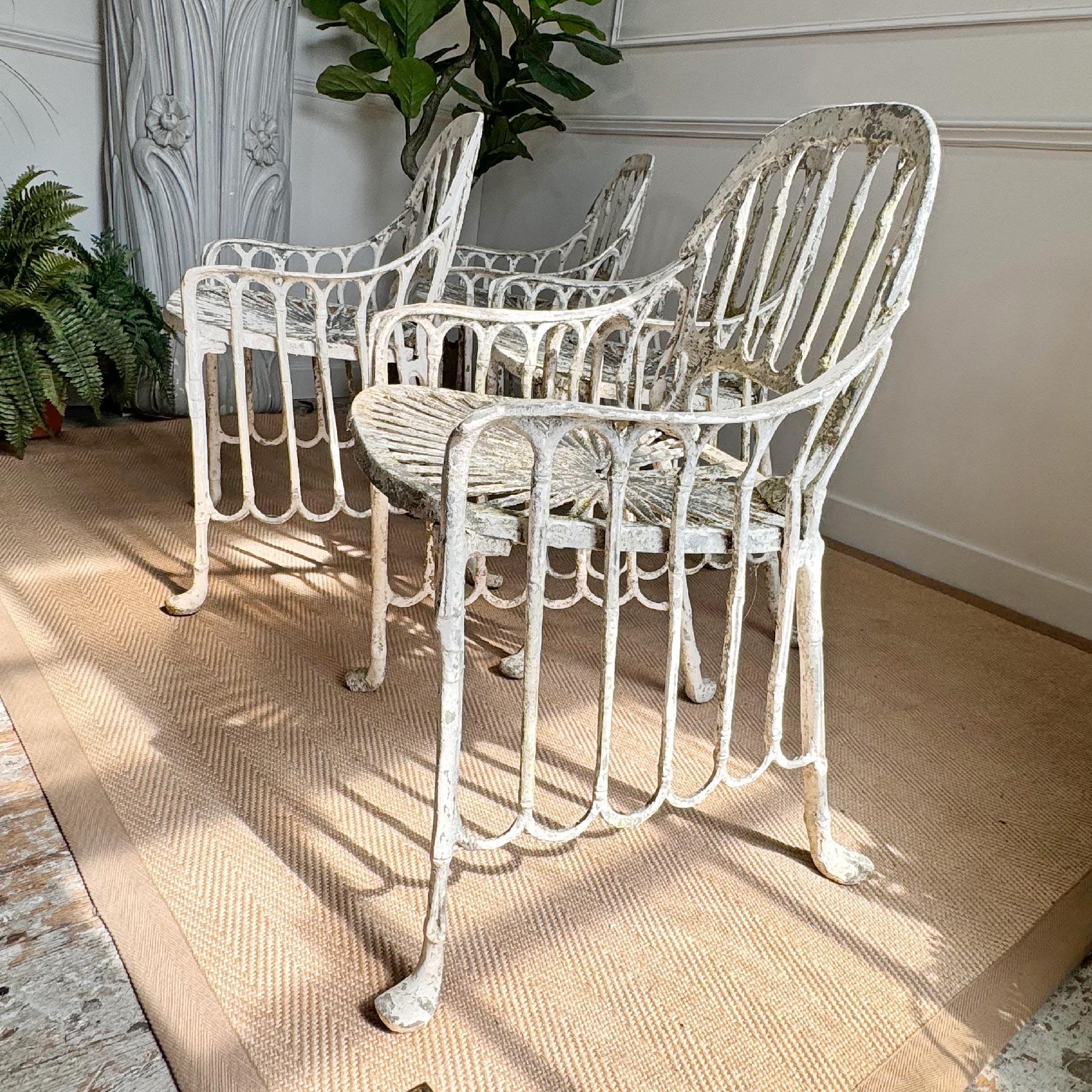 Chaises de jardin mi-siècle en faux bambou et aluminium moulé en vente 6