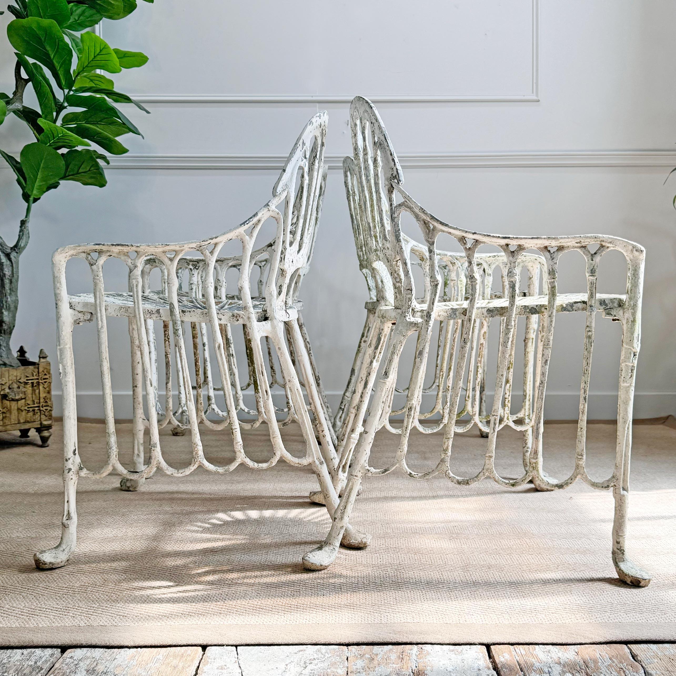 Fin du 20e siècle Chaises de jardin mi-siècle en faux bambou et aluminium moulé en vente