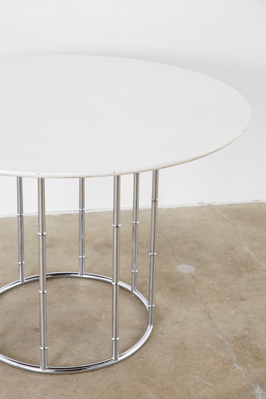 Mid-Century Modern Midcentury Faux Bamboo Chrome and Formica Dining Table For Sale
