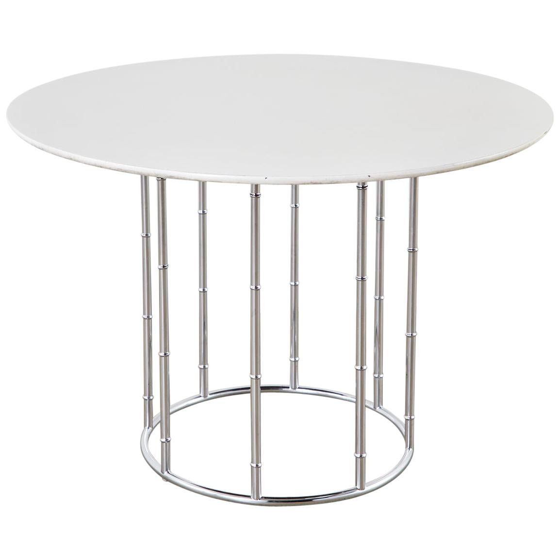 Midcentury Faux Bamboo Chrome and Formica Dining Table For Sale