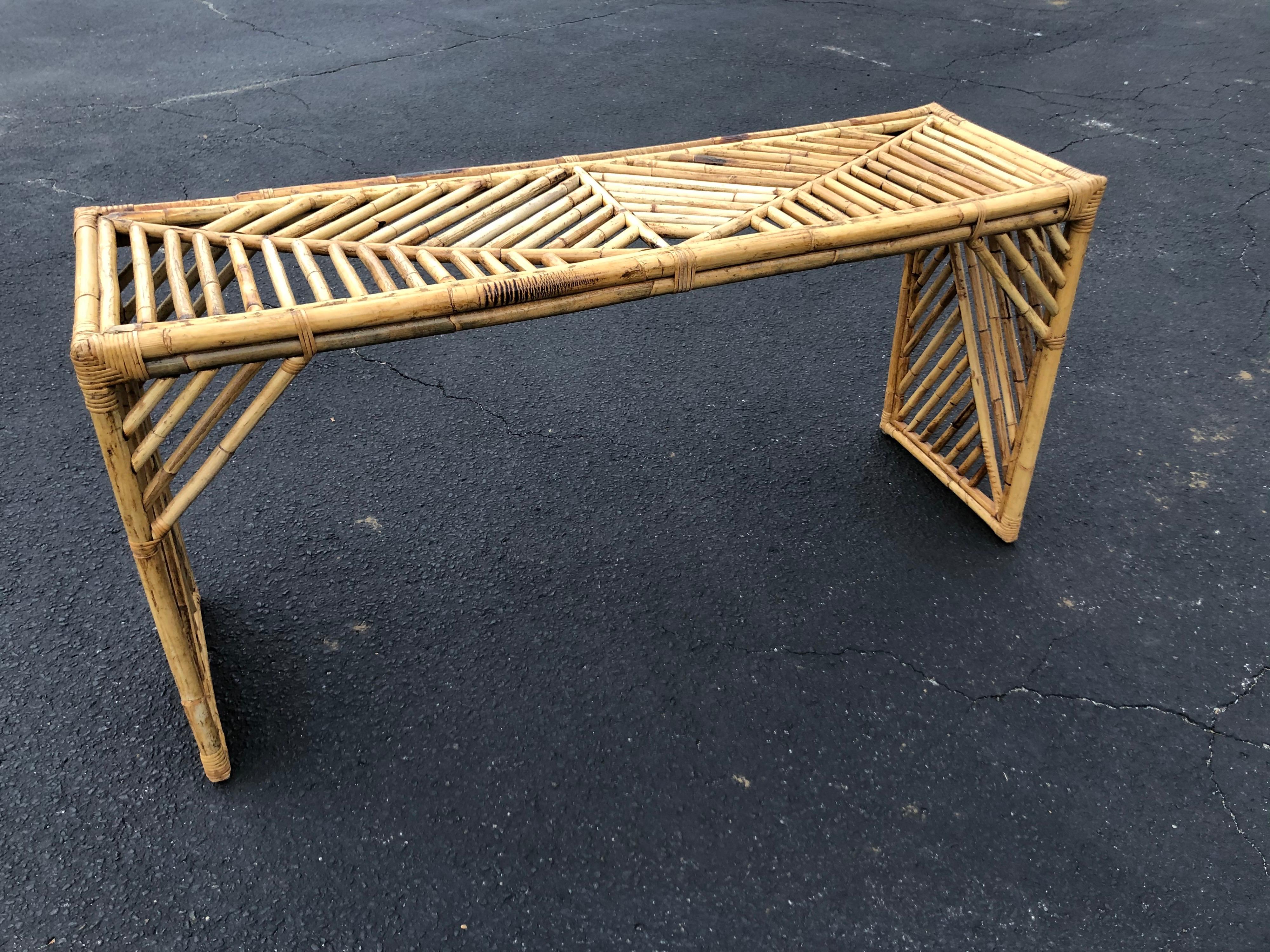 Mid Century Faux Bamboo Console Table or Desk 5