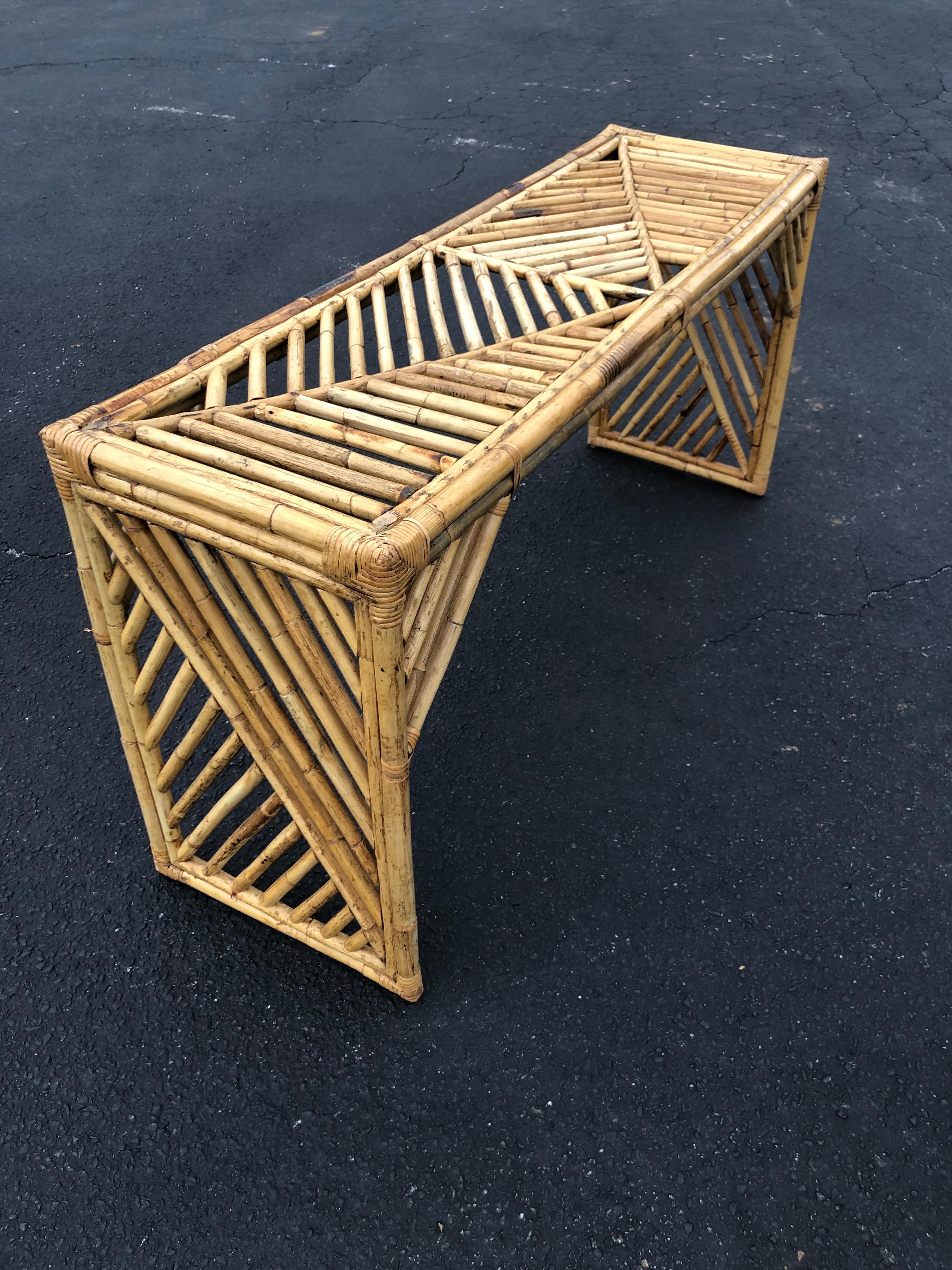 Mid Century Faux Bamboo Console Table or Desk 6