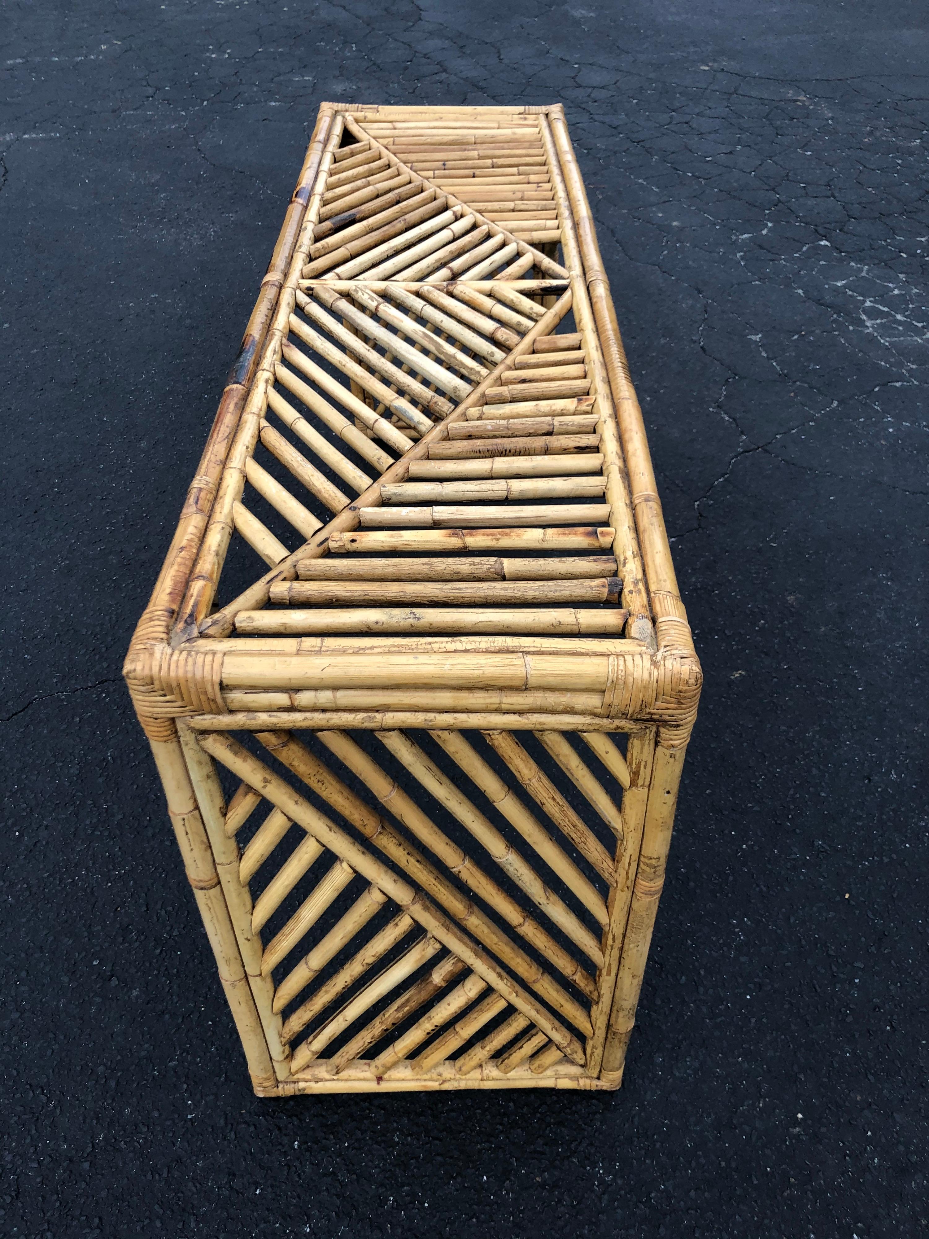 Mid Century Faux Bamboo Console Table or Desk 7