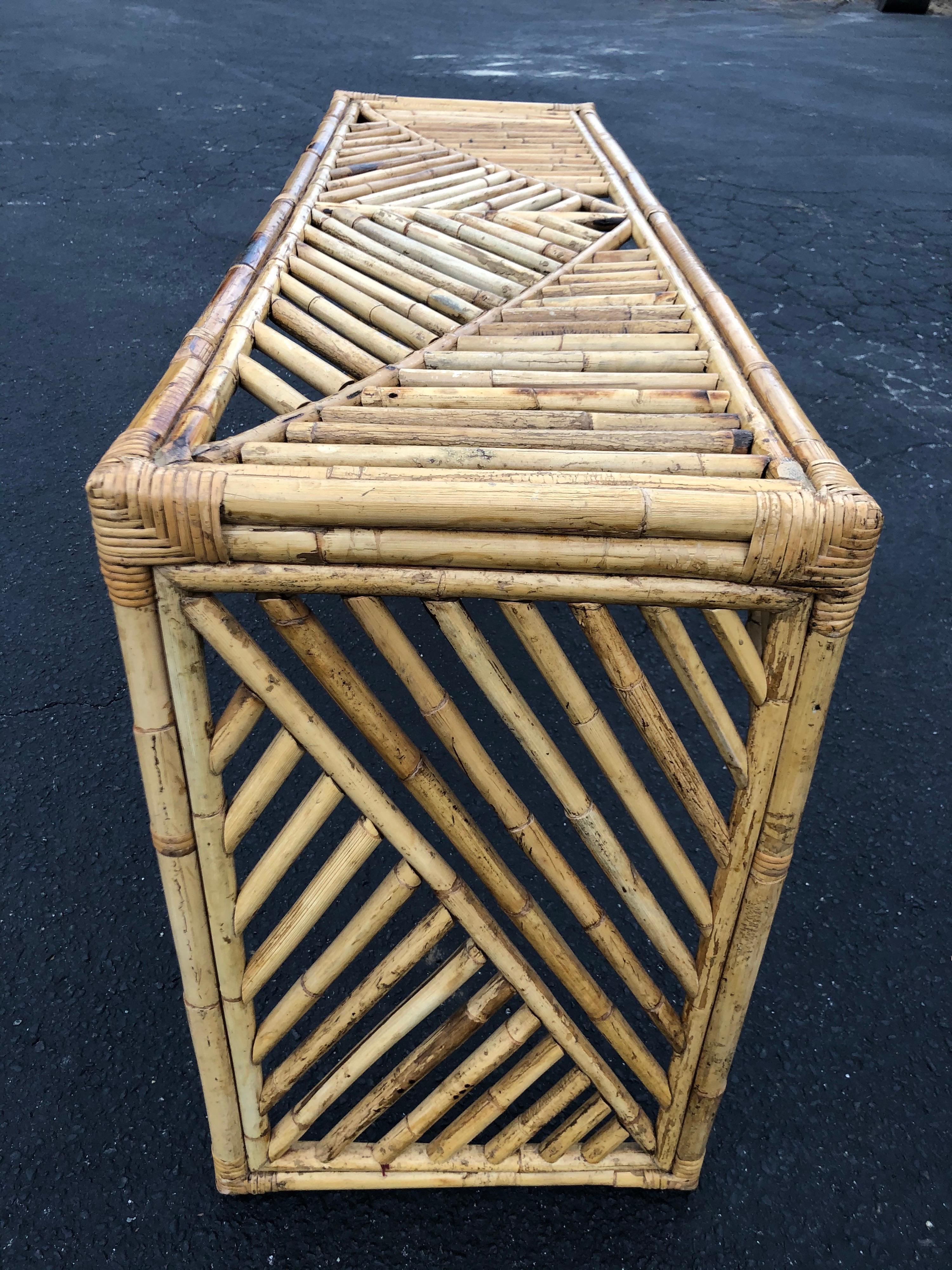 Mid Century Faux Bamboo Console Table or Desk 9