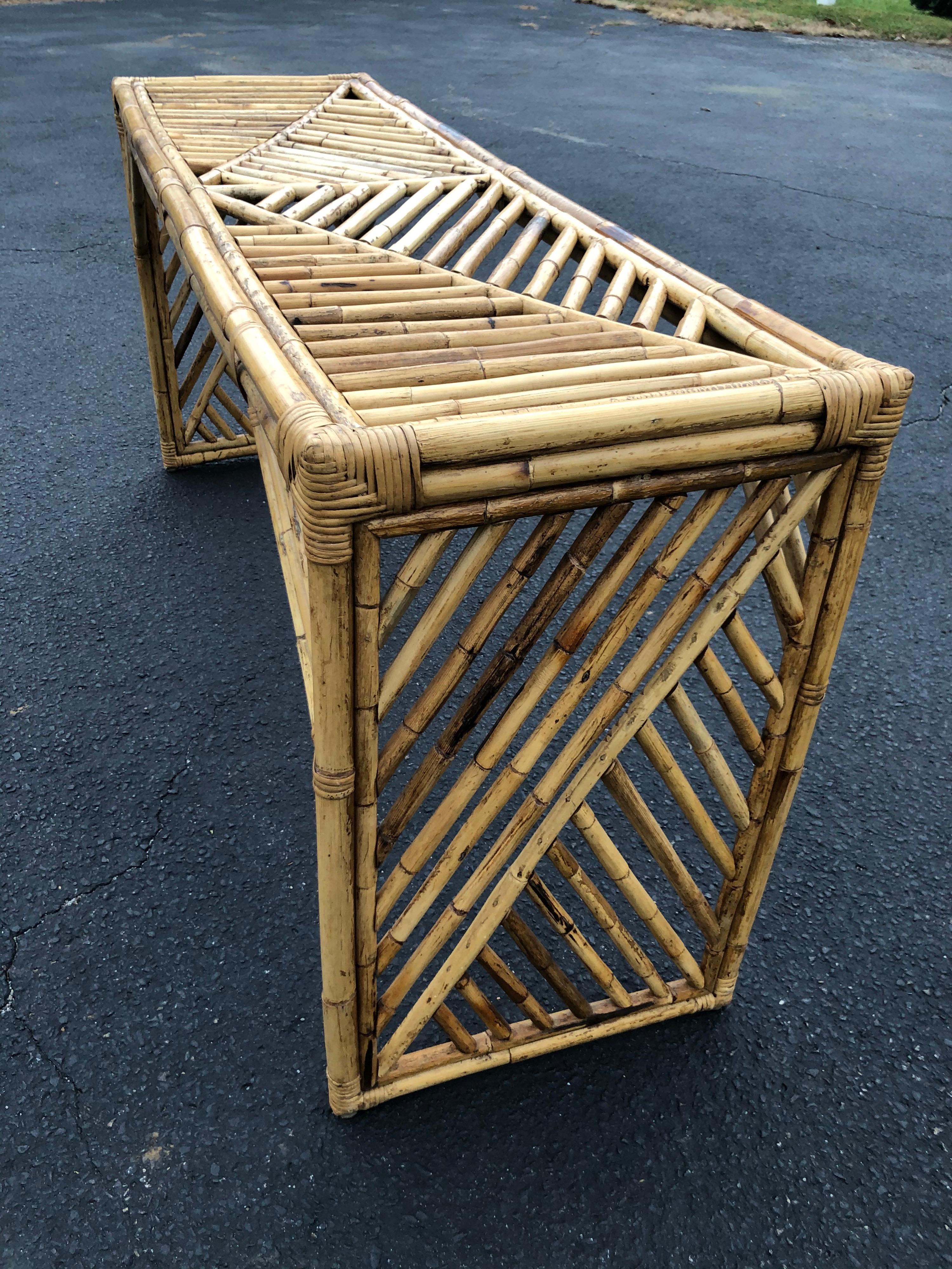 Mid Century Faux Bamboo Console Table or Desk 2