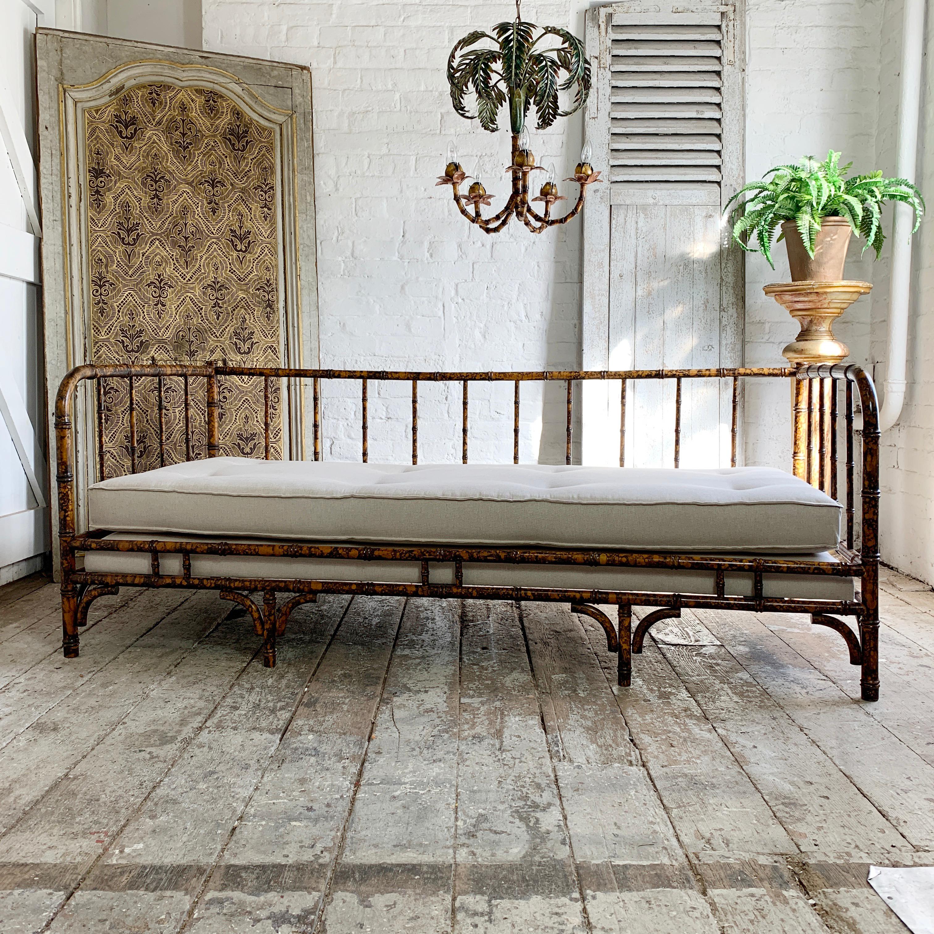 Wood Mid Century Faux Bamboo Daybed, 'Acanto' Spain