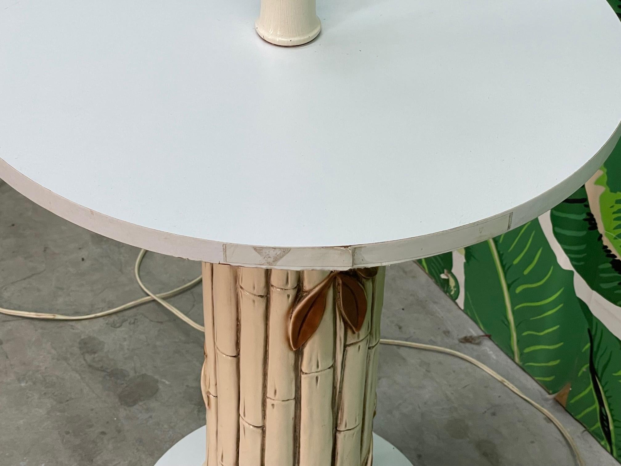 Mid Century Faux Bamboo Floor Lamp Table For Sale 1