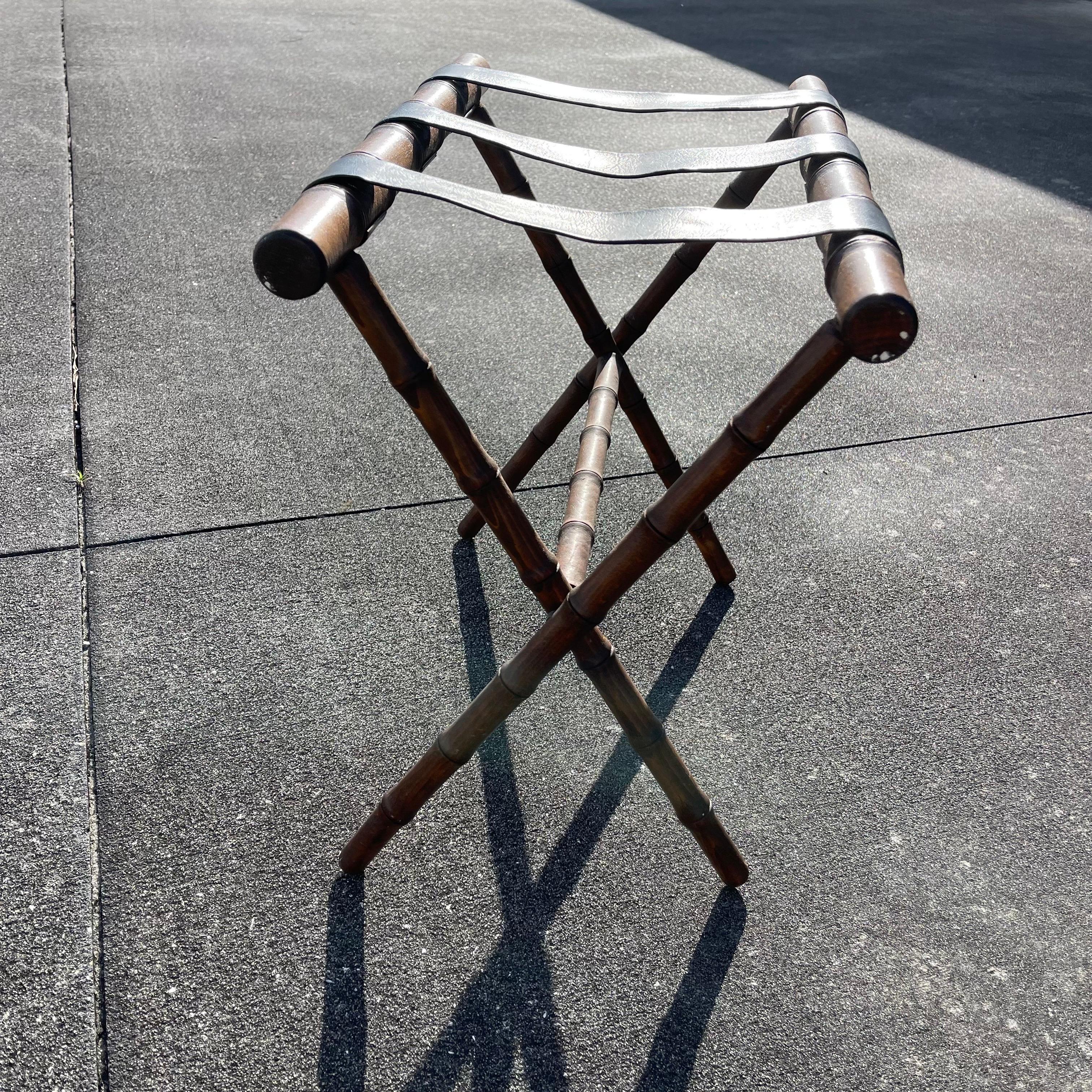 Mid-Century Faux Bamboo Folding Luggage Rack Stand For Sale 1