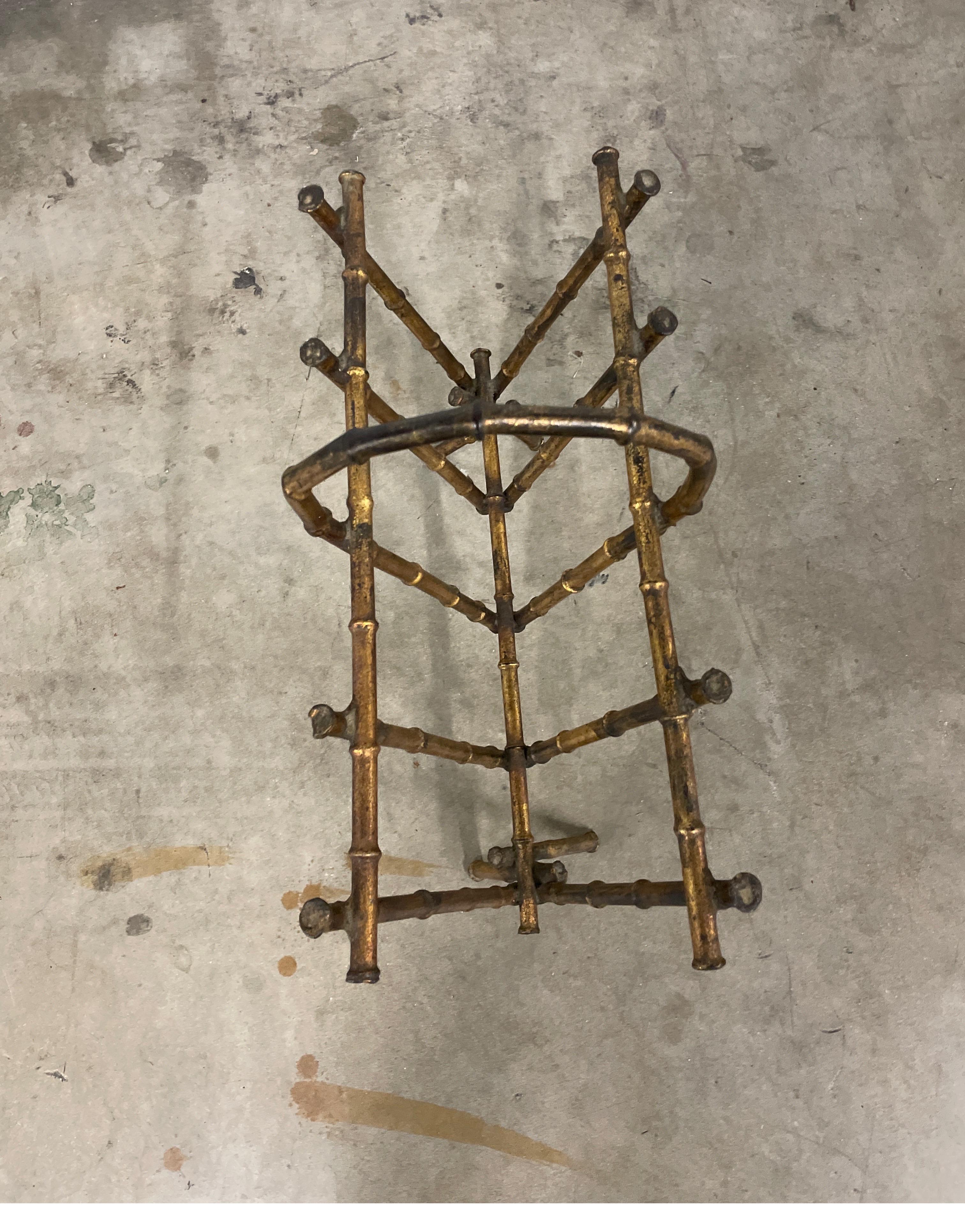 Mid Century Faux Bamboo Gilded Magazine Rack In Good Condition For Sale In West Palm Beach, FL