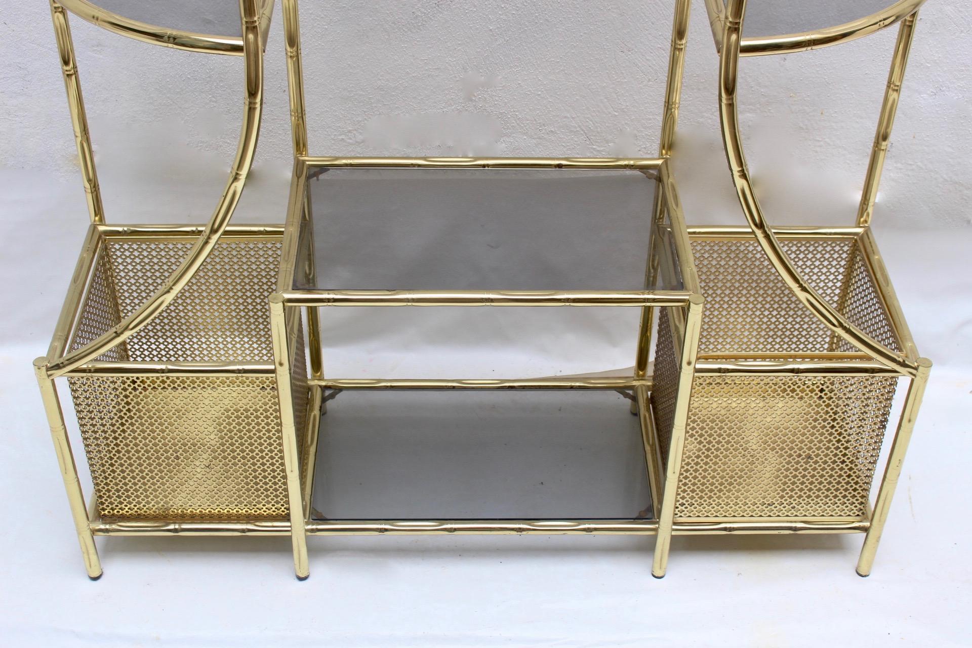 Midcentury Faux Bamboo Iron and Glass Étagère, Spain, 1970s In Good Condition For Sale In Valencia, Valencia