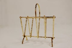Midcentury Faux Bamboo Iron Magazine Rack, Spain, 1960s