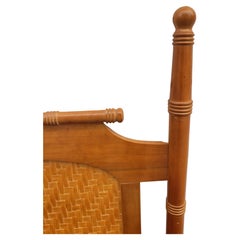 Mid Century Faux Bamboo Maple Split Reed Panels Queen Size Headboard