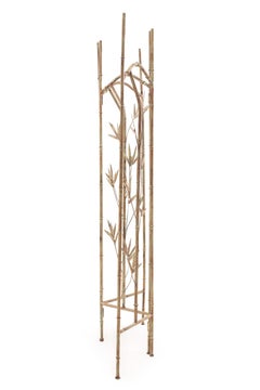 Mid-Century Faux Bamboo Metal Painted 3-Fold Screen