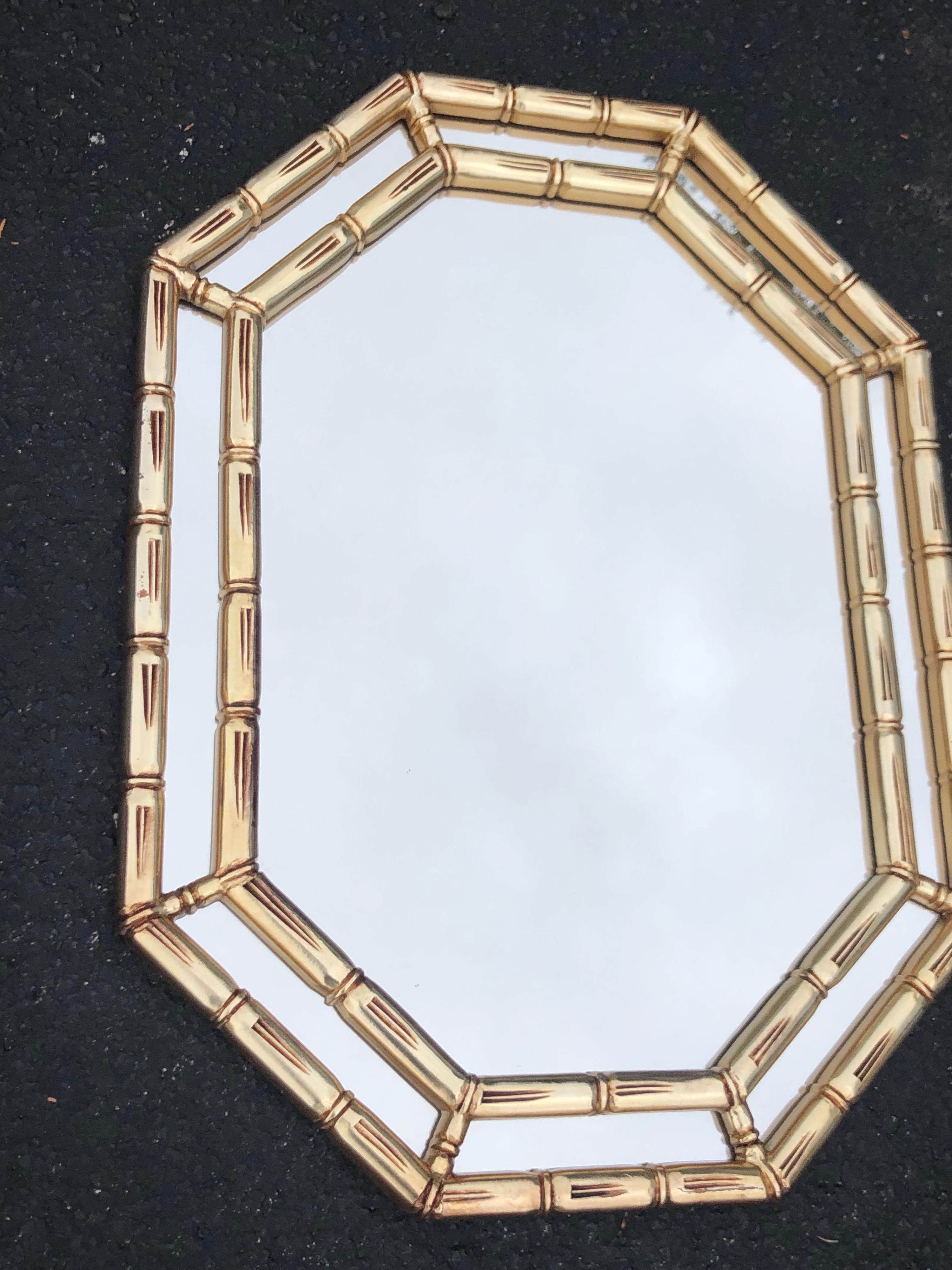 faux bamboo mirror gold