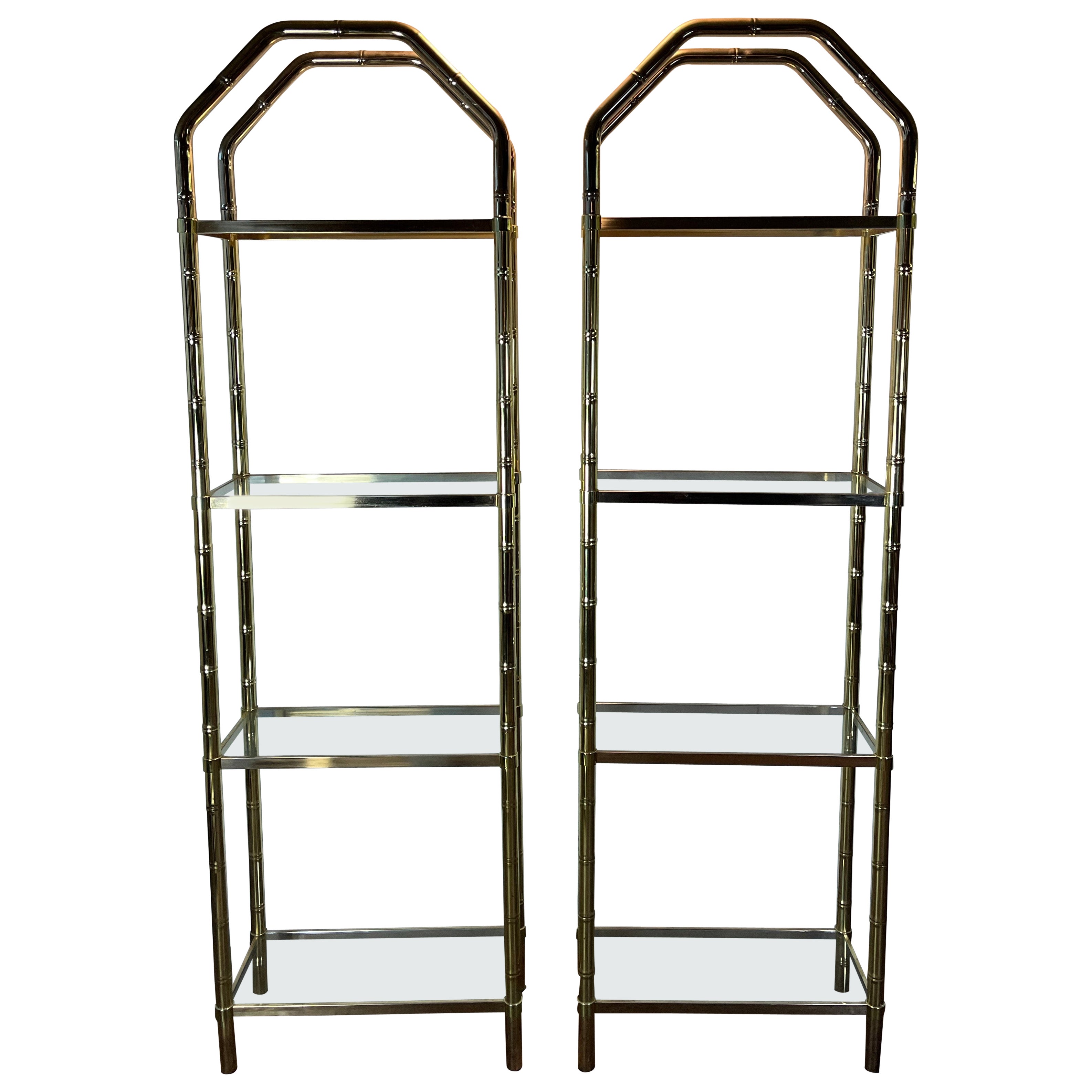 Mid Century Faux Bamboo Modular Etageres