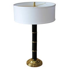 Retro Mid Century Faux Bamboo Styled Black & Brass Table Lamp Speer