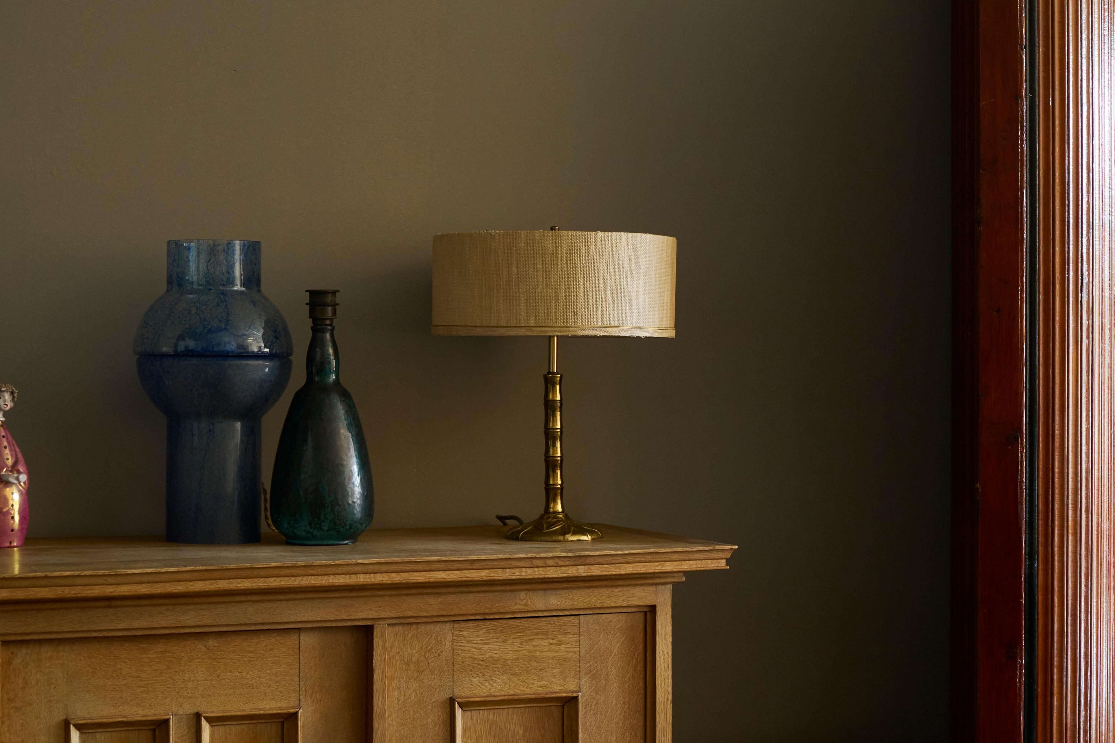 Mid Century 'Faux Bamboo' Table Lamp in Sand Cast Brass 1960s For Sale 3