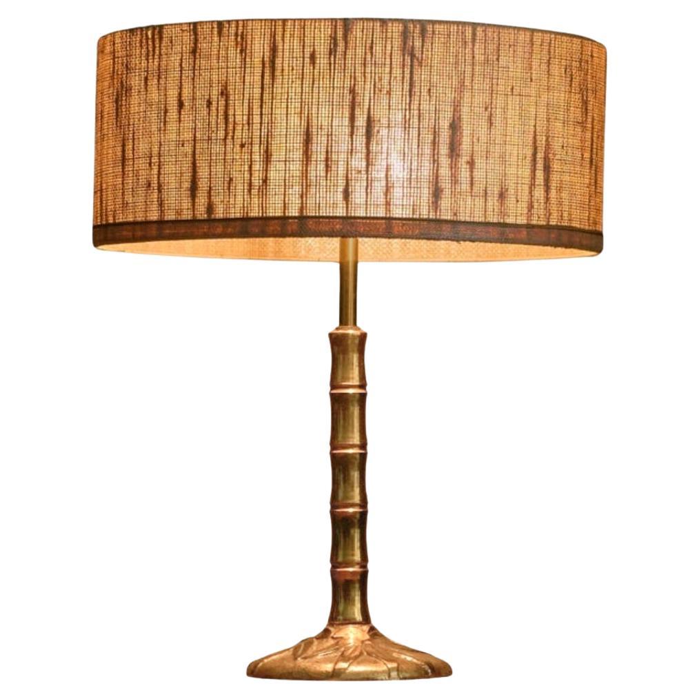 Mid Century 'Faux Bamboo' Table Lamp in Sand Cast Brass 1960s