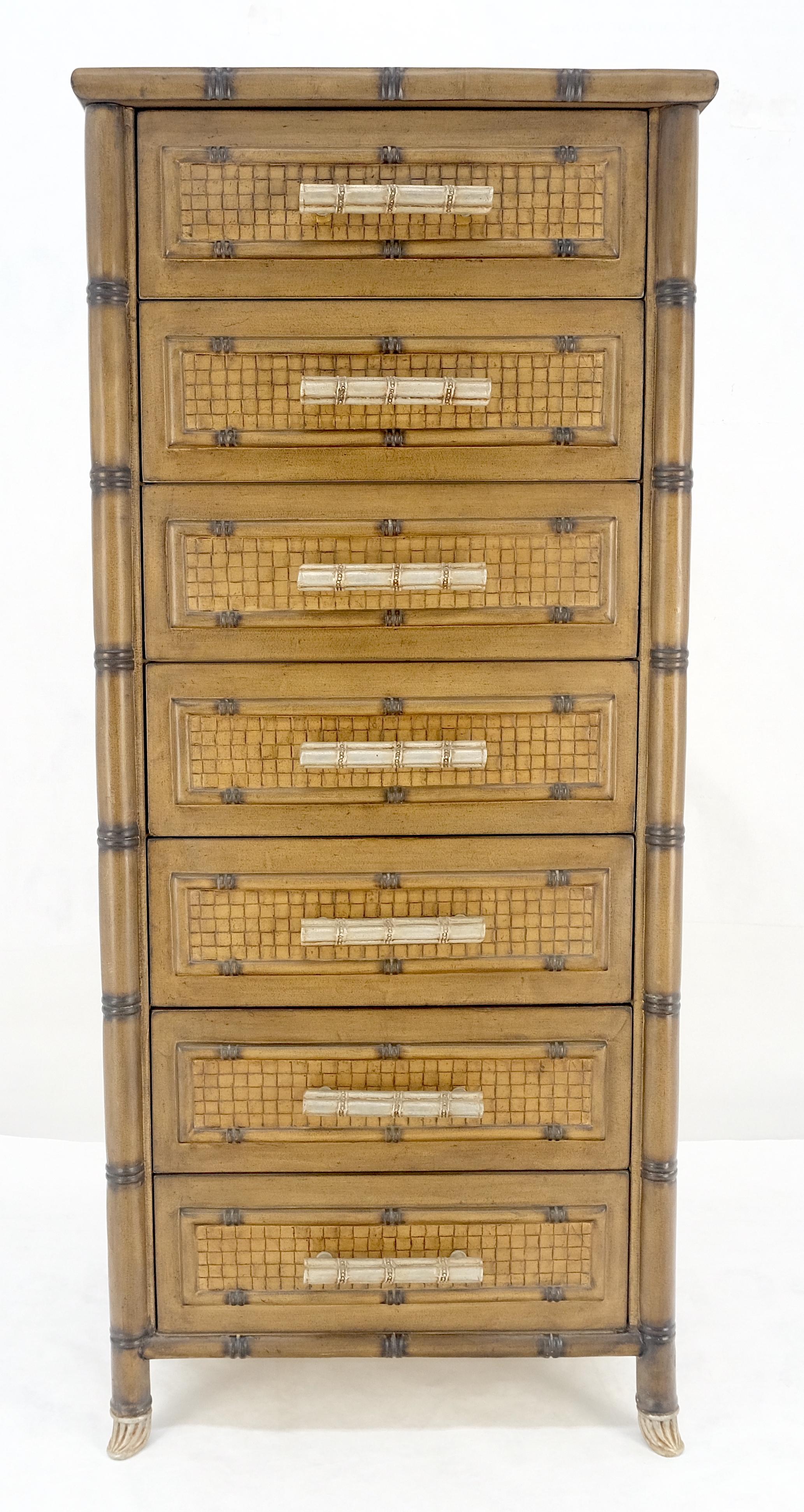 Cassettiera lingerie a 7 cassetti in vimini finto bambù del Mid Century MINT in vendita 4