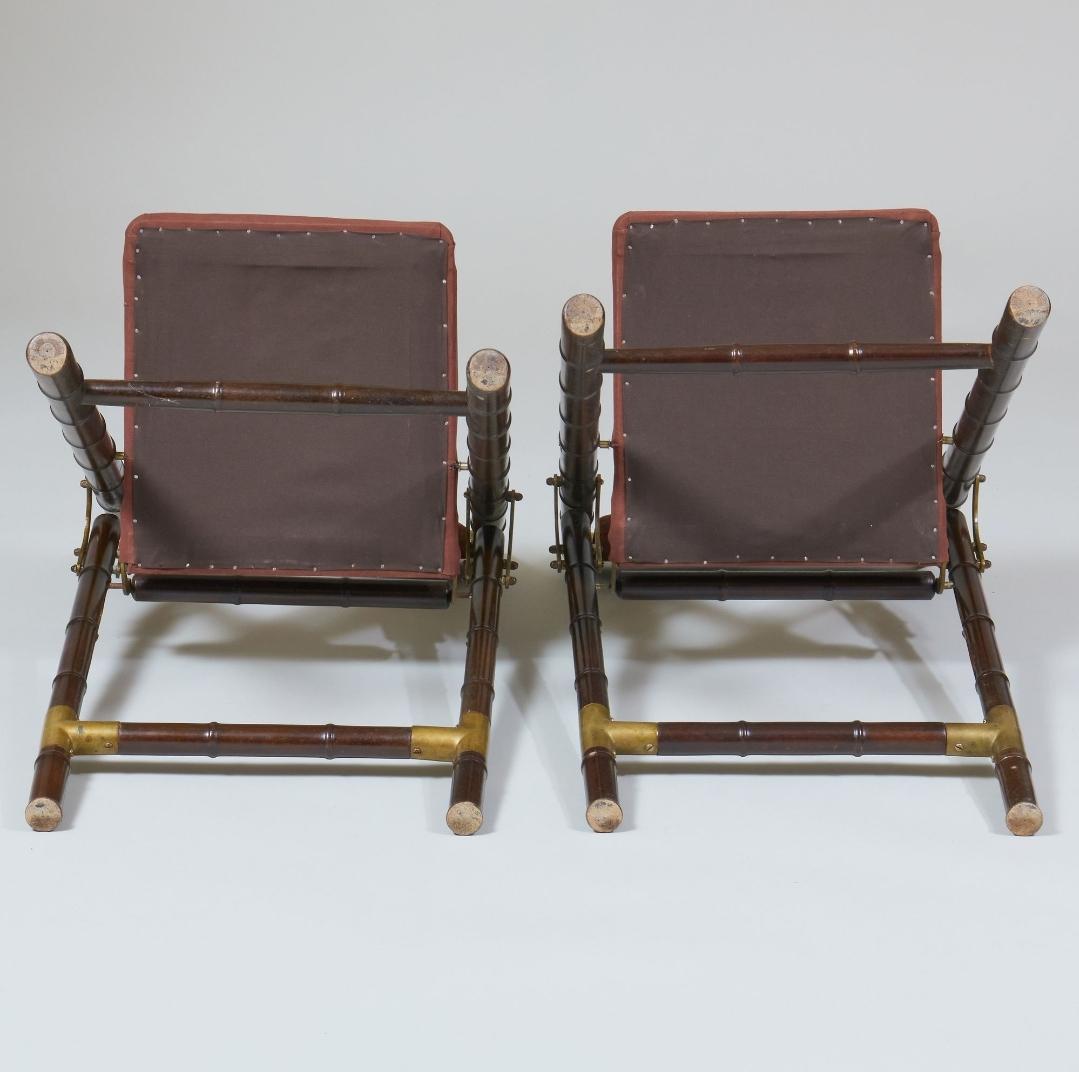 Mid Century Faux Bamboo With Brass Accent Table With Folding Chairs. 6