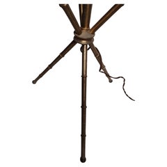 Mid-Century Faux Bamboo with Carrara Marble Table Floor Lamp