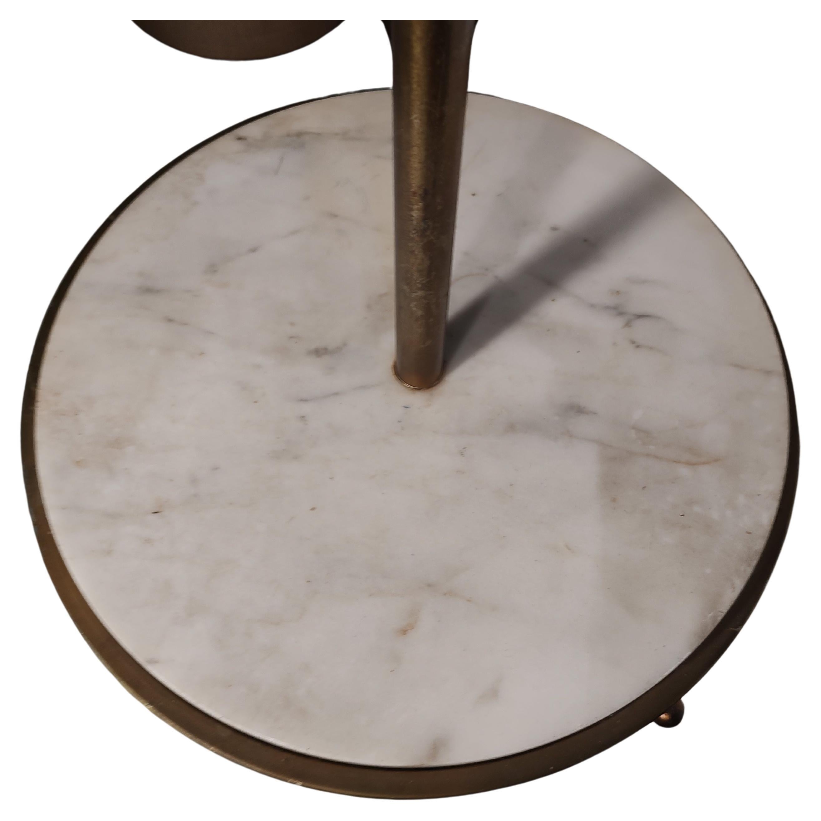 Mid-Century Faux Bamboo with Carrara Marble Table Floor Lamp In Good Condition For Sale In Port Jervis, NY