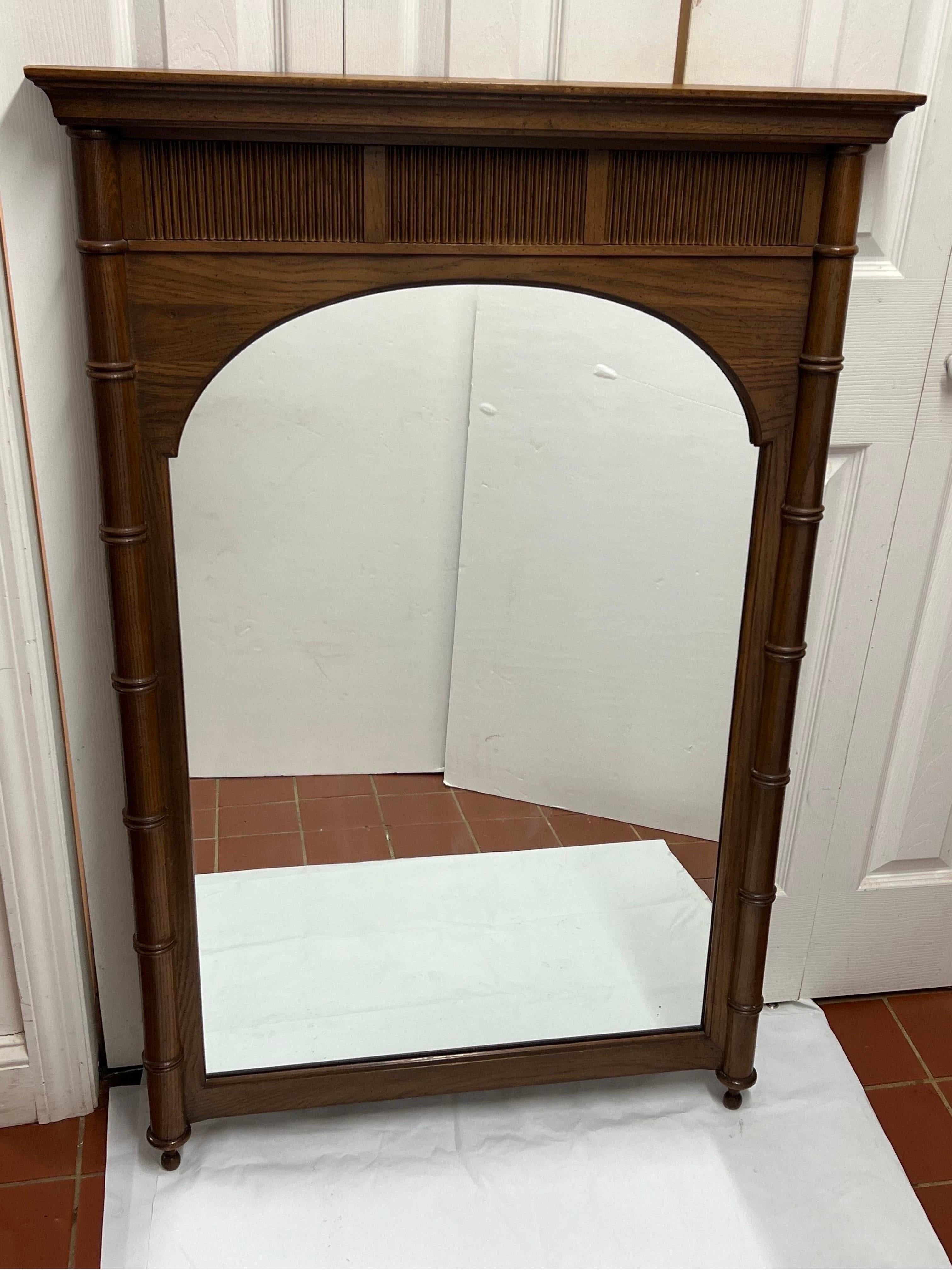Mid Century Faux Bamboo Wooden Mirror
Perfect for over a vanity in a bathroom. 
