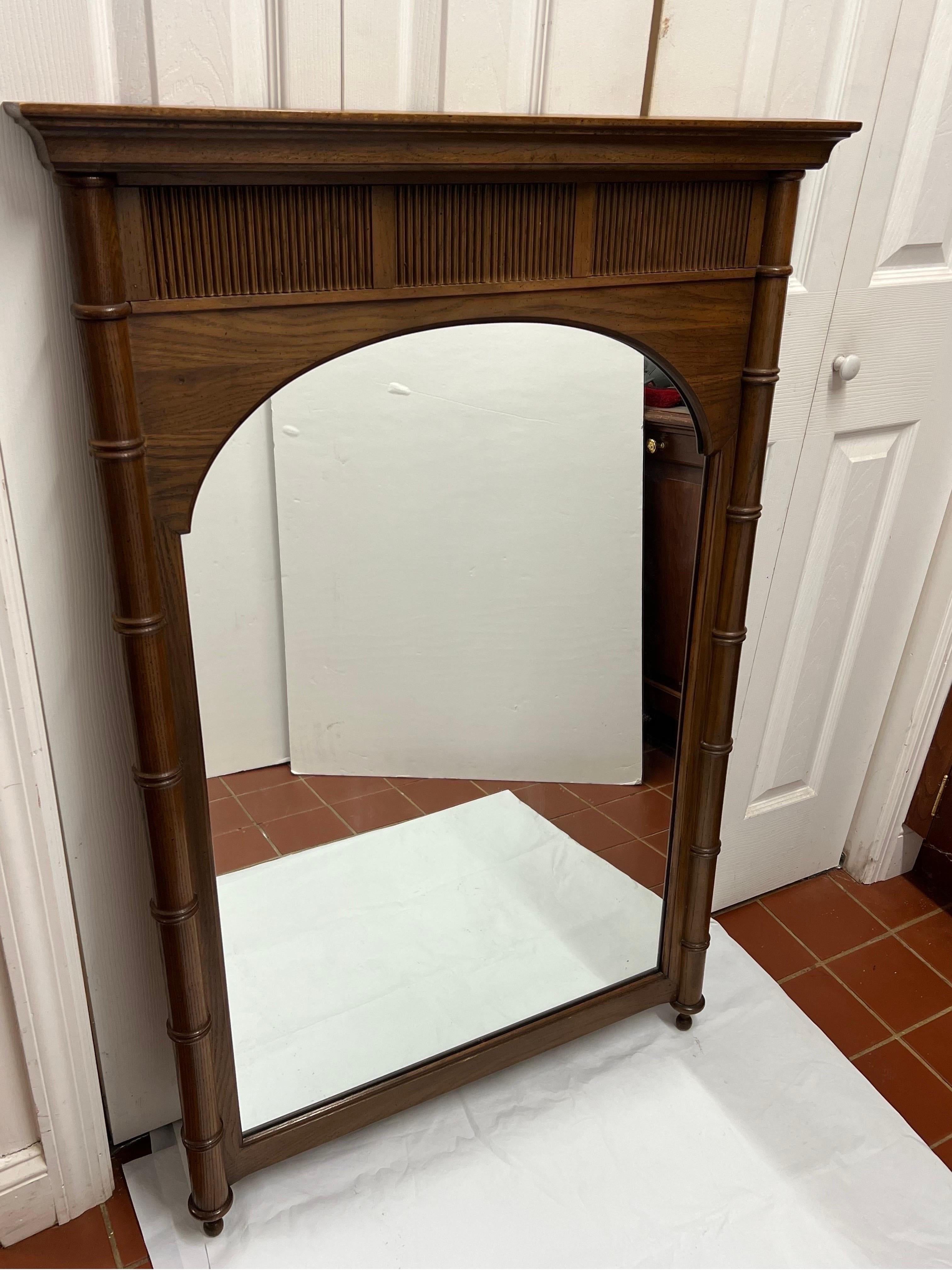 Mid Century Faux Bamboo Wooden Mirror  For Sale 3