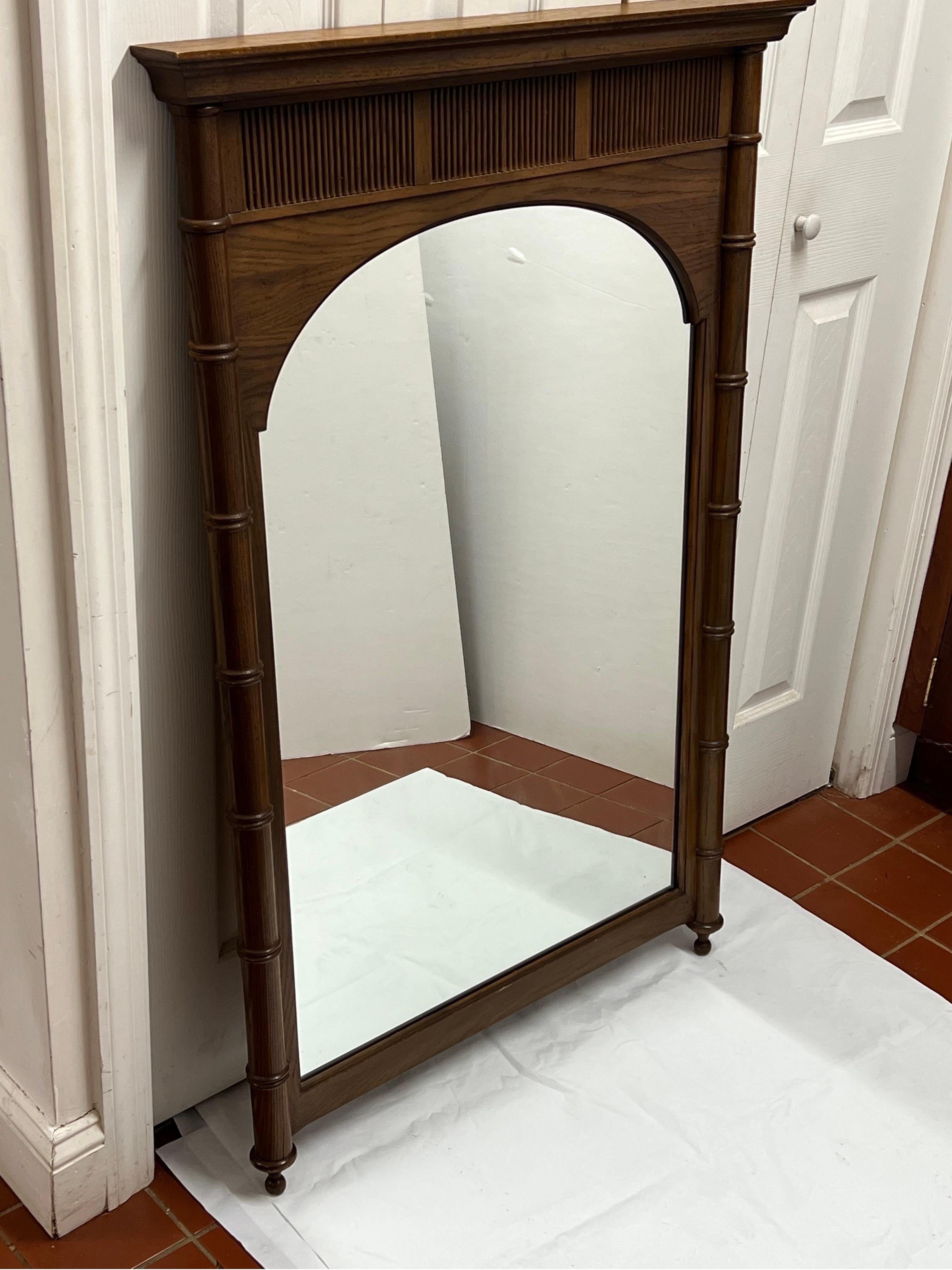 Mid Century Faux Bamboo Wooden Mirror  For Sale 4