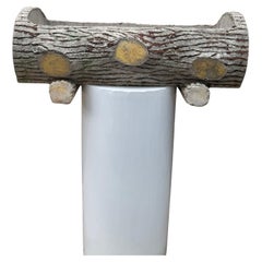 Mid-Century Faux Bois Concrete Log Planter - Vintage Garden Trough