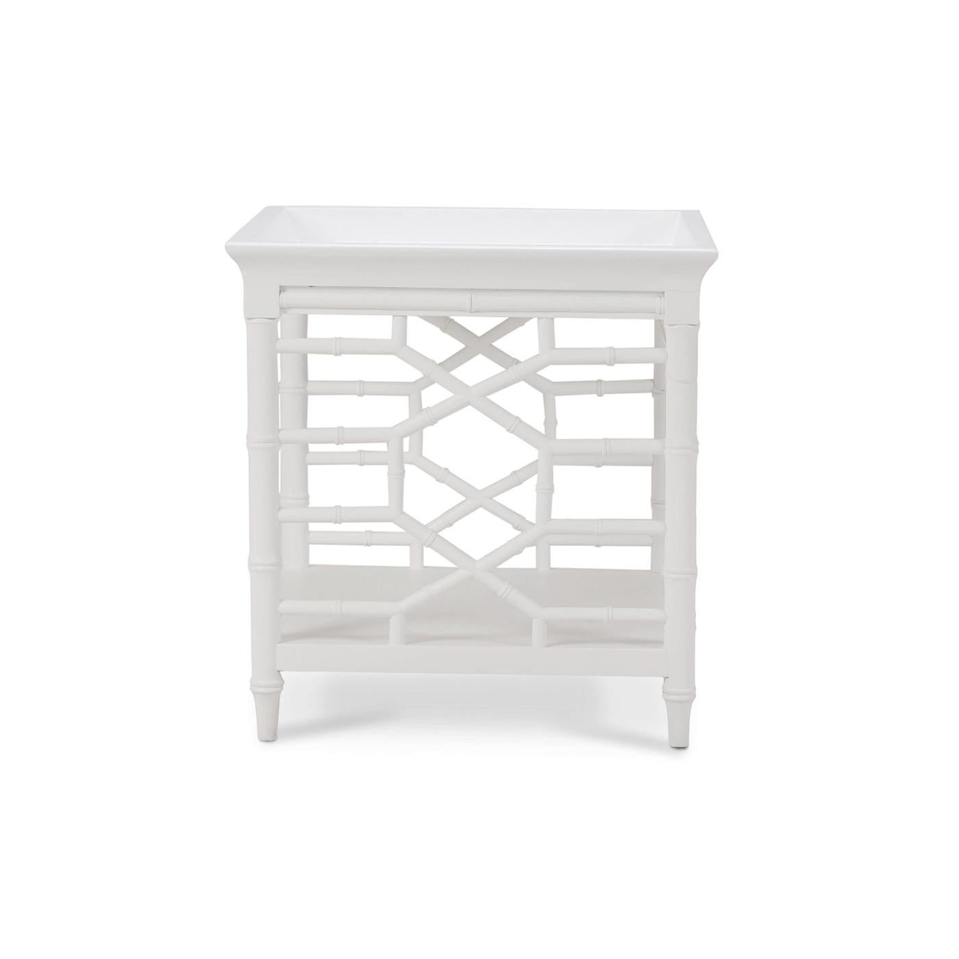 Mid-Century Modern Table d'appoint mi-siècle en faux bois blanc Whiting en vente