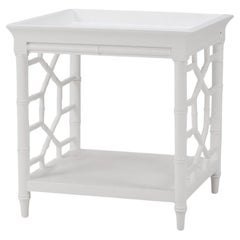Table d'appoint mi-siècle en faux bois blanc Whiting