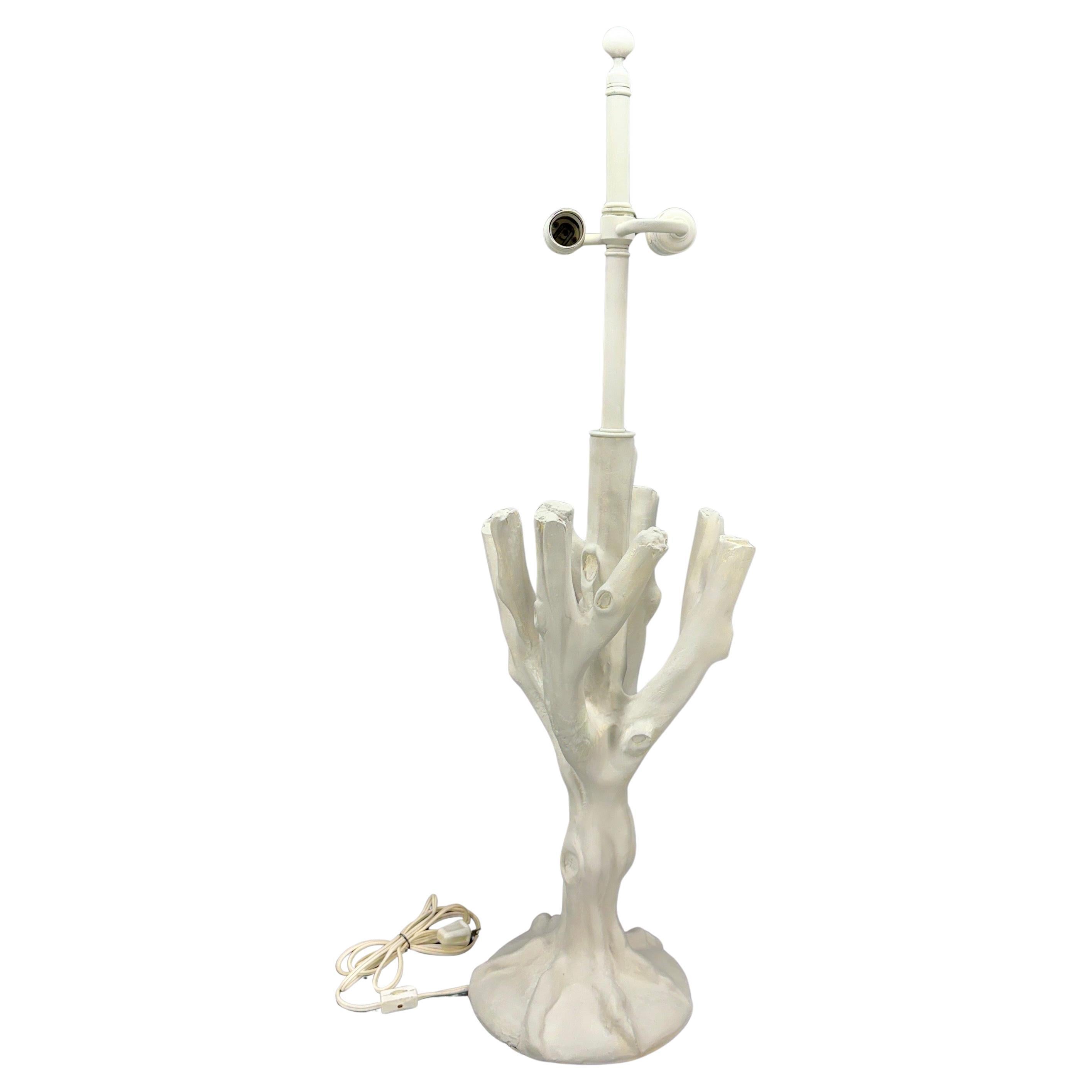 Lampada da tavolo Faux Boi dipinta di bianco di metà secolo