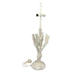 Lampada da tavolo Faux Boi dipinta di bianco di metà secolo