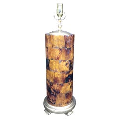 Mid-20th Century Faux Inlaid Bone Lamp, Gilded Base