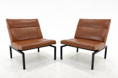 Midcentury Faux Leather & Metal Lounge Chairs, 2 Pieces Available