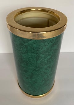 Midcentury Faux Malachite Wine Champagne Bucket Chiller, France
