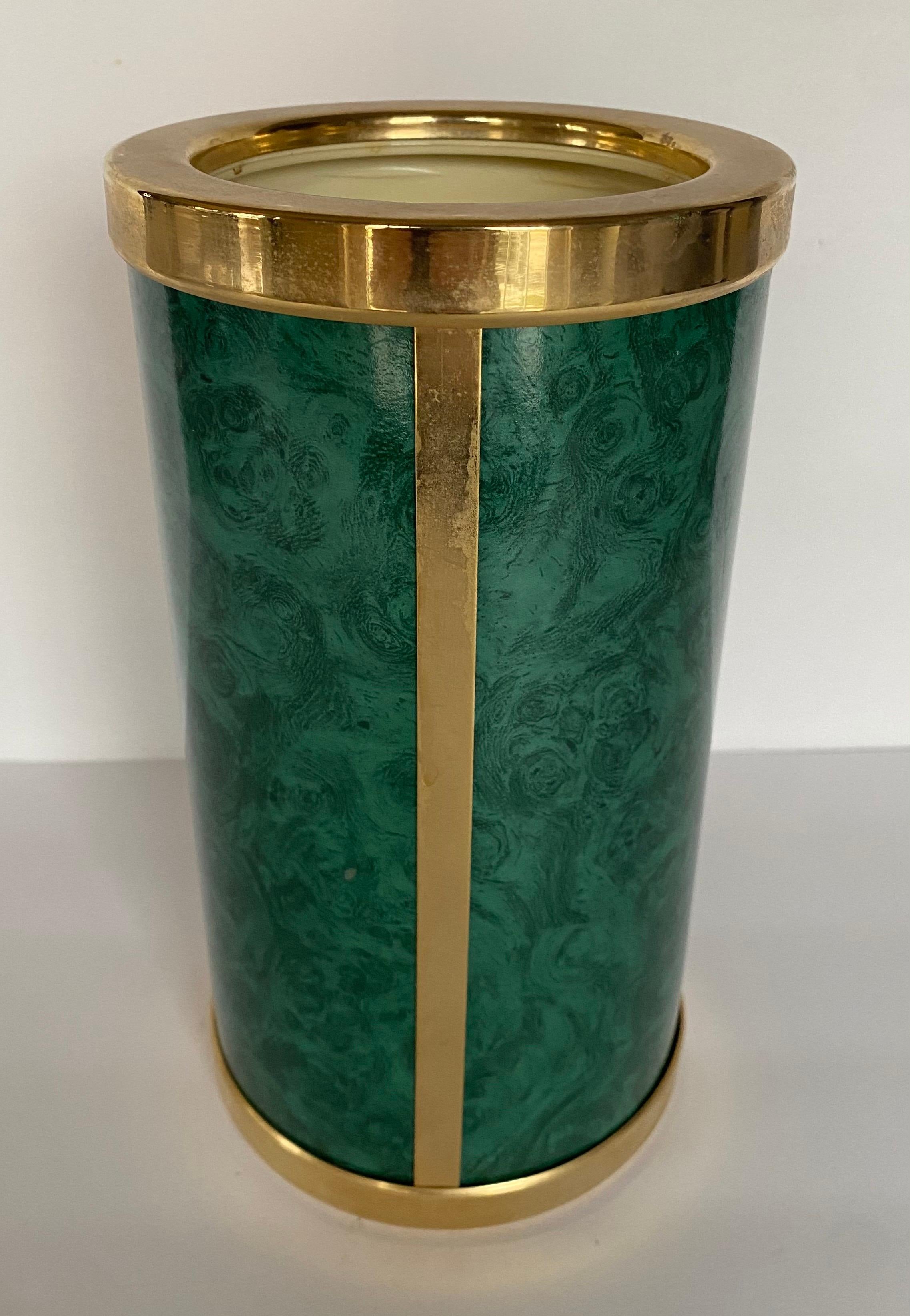 French Midcentury Faux Malachite Wine Champagne Bucket Chiller, France