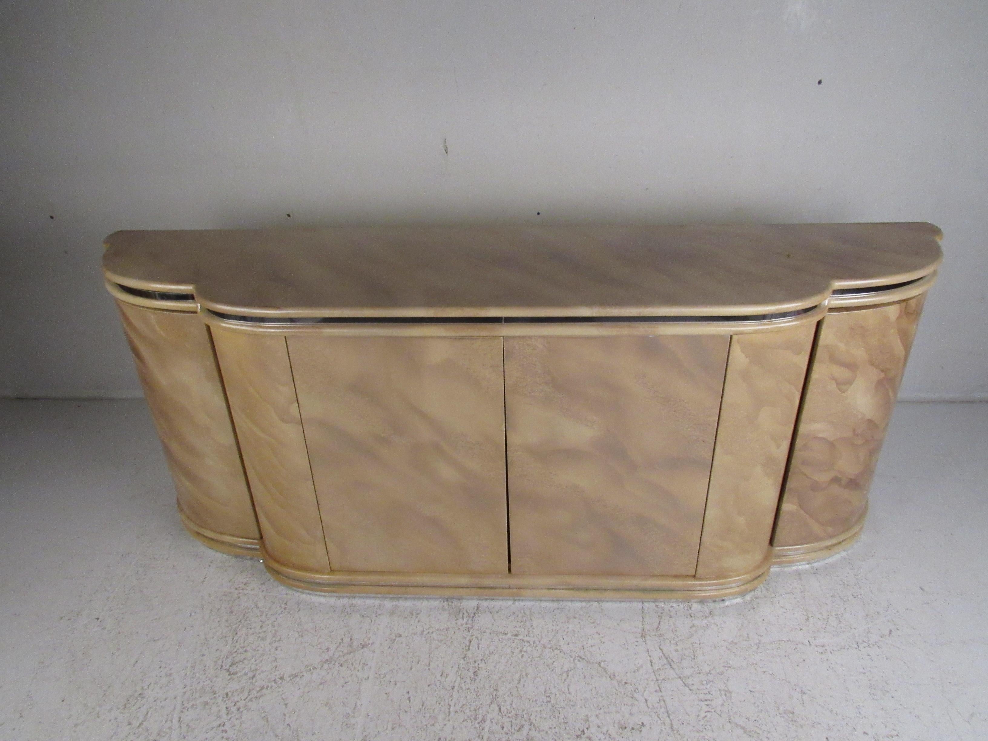 Mid-Century Modern Midcentury Faux Marble Credenza For Sale