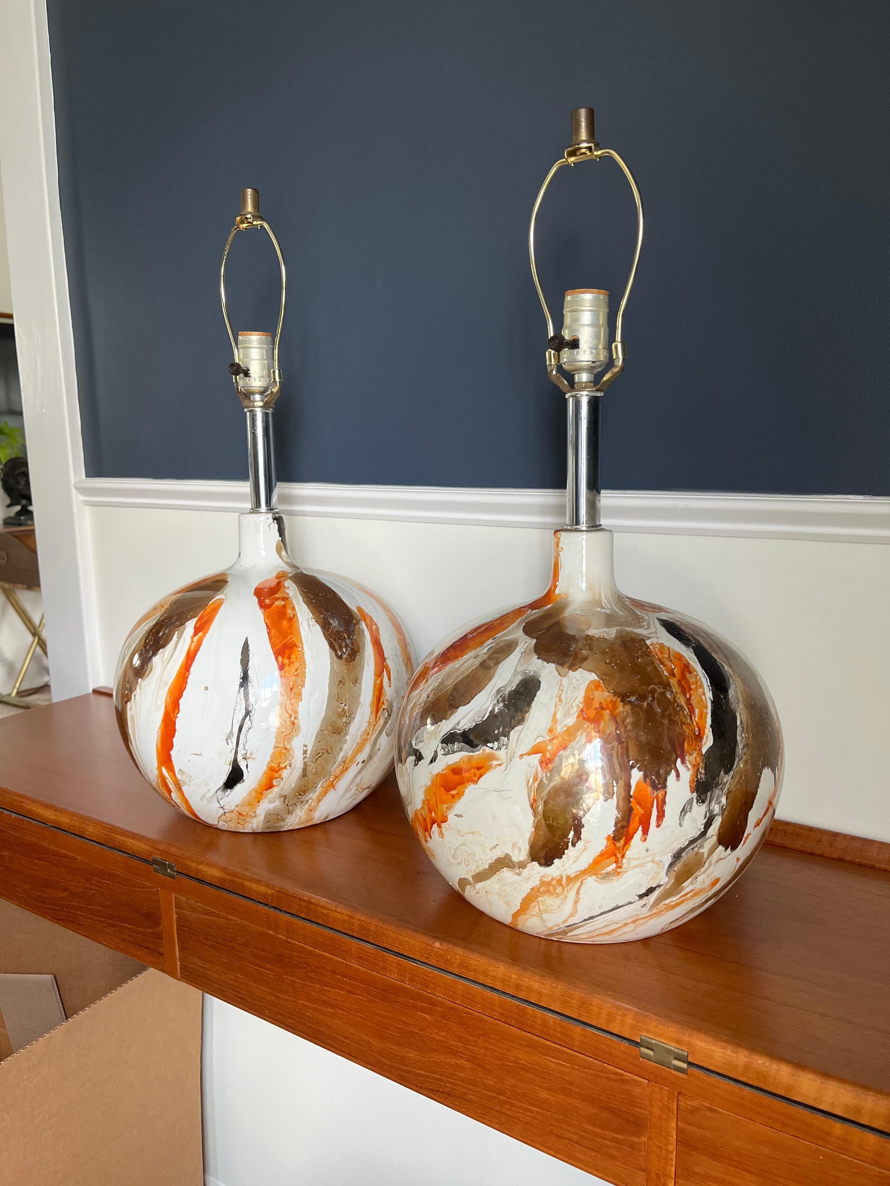 Mid-Century Modern Mid Century Faux Marble Glaze Lamps For Sale