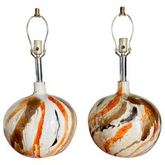 Mid Century Faux Marble Glaze Lamps