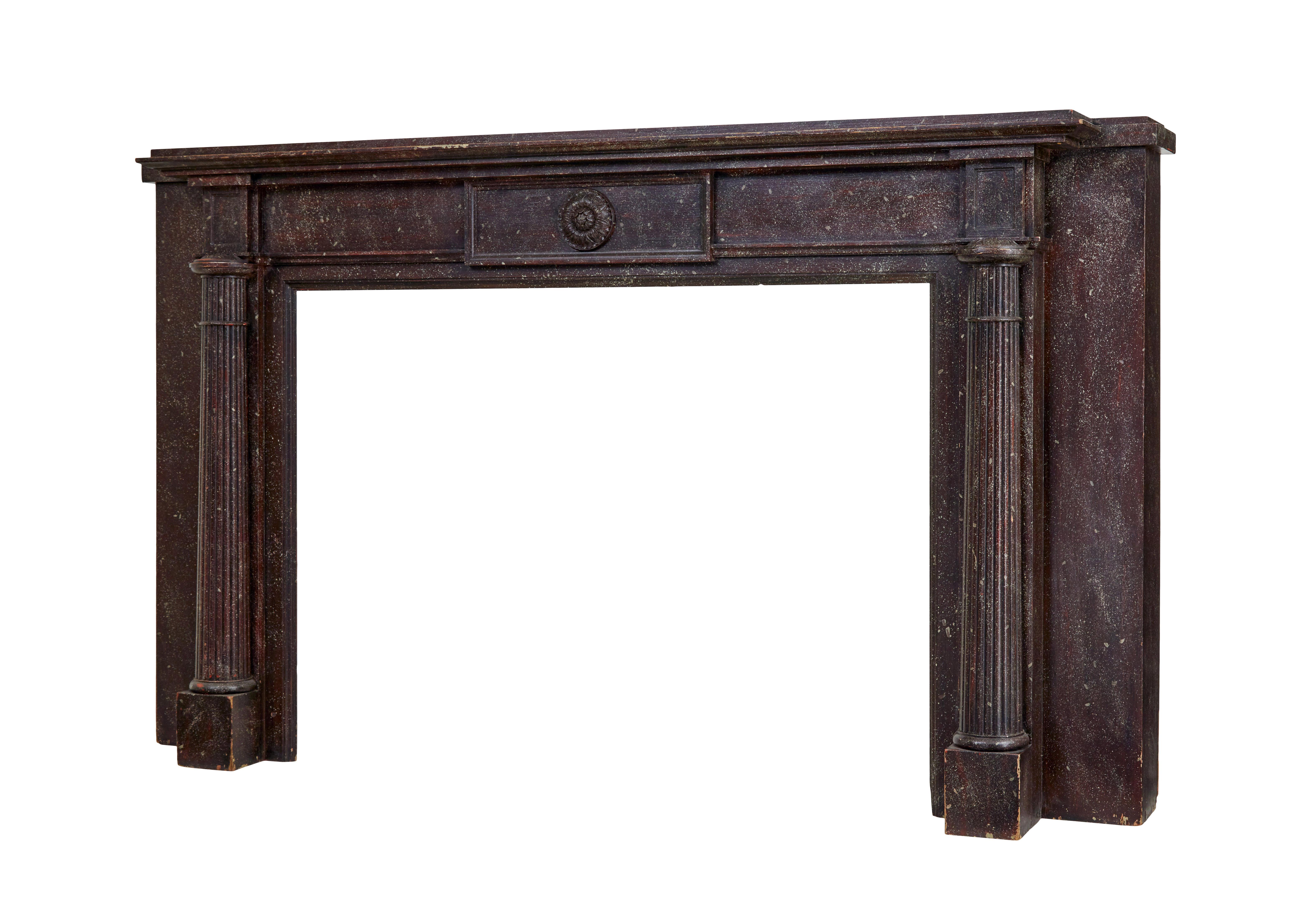 Unique 1960s faux porphyry marble impressive adams style mantlepiece circa 1960.

Porphyry effect marble fireplace in the adams taste circa 1960. Large and imposing fireplace which is unique. Originally made from reused timber now with additional