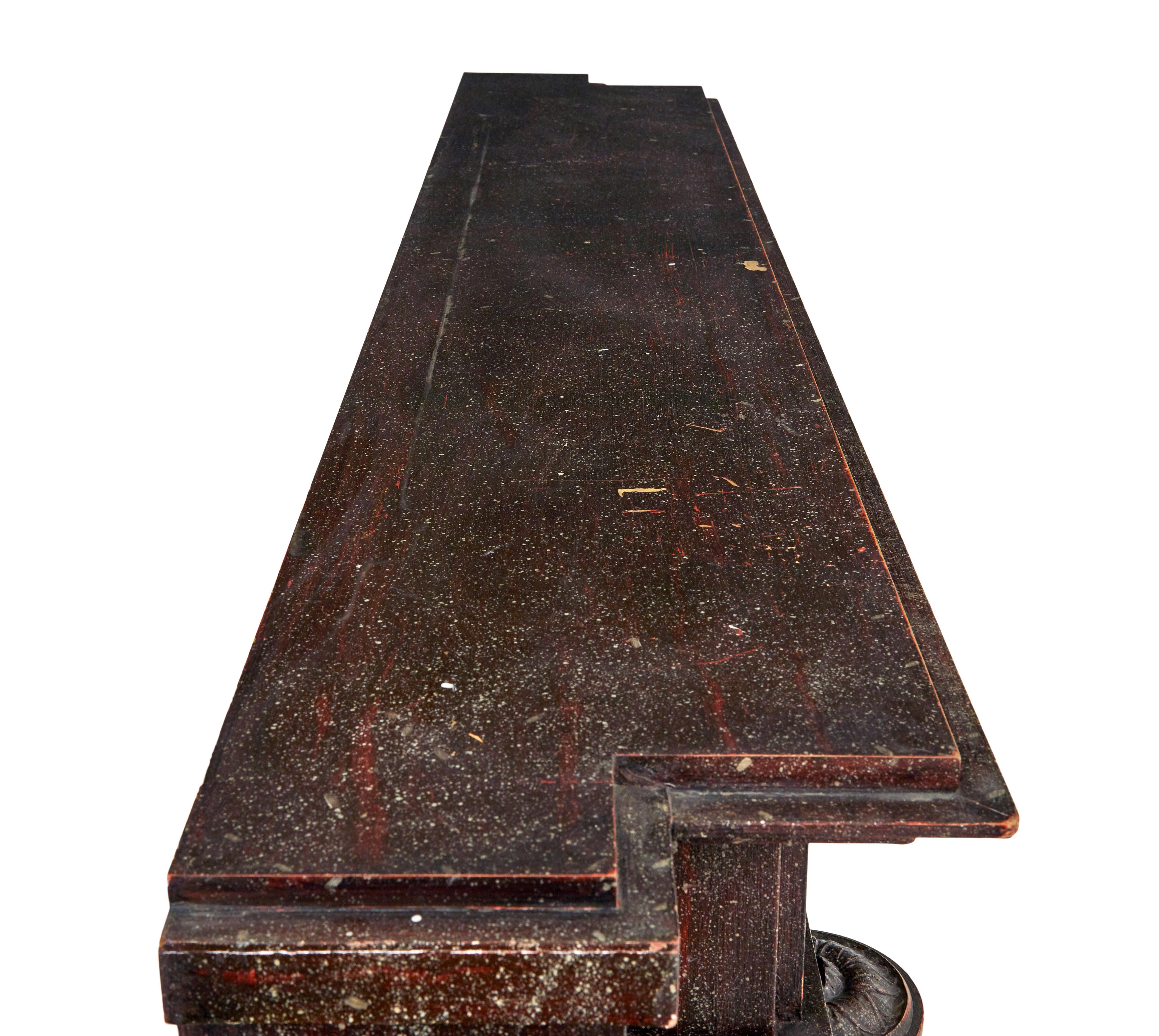 Mid century faux porphyry marble Adams style mantlepiece In Good Condition For Sale In Debenham, Suffolk