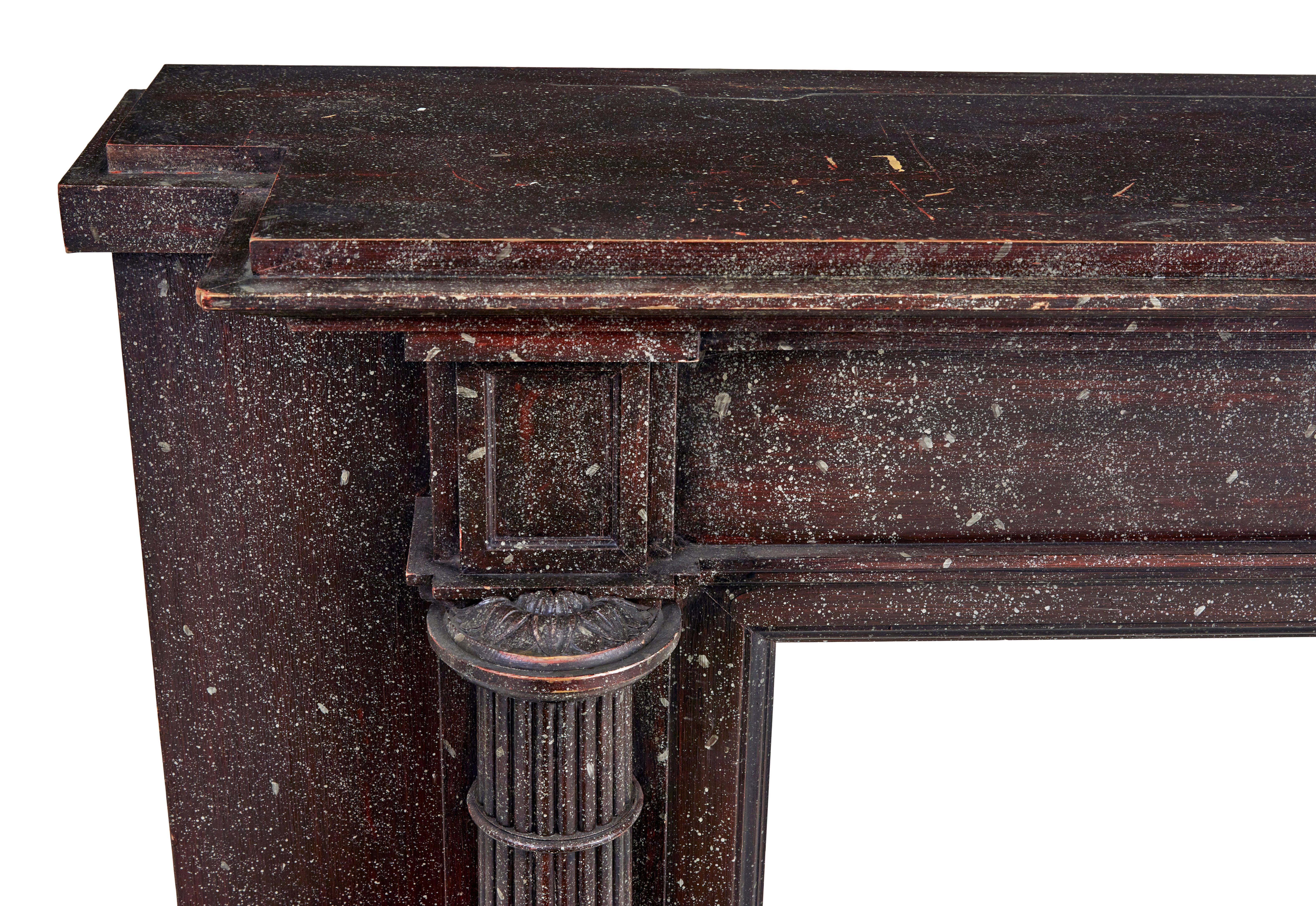 20th Century Mid century faux porphyry marble Adams style mantlepiece For Sale